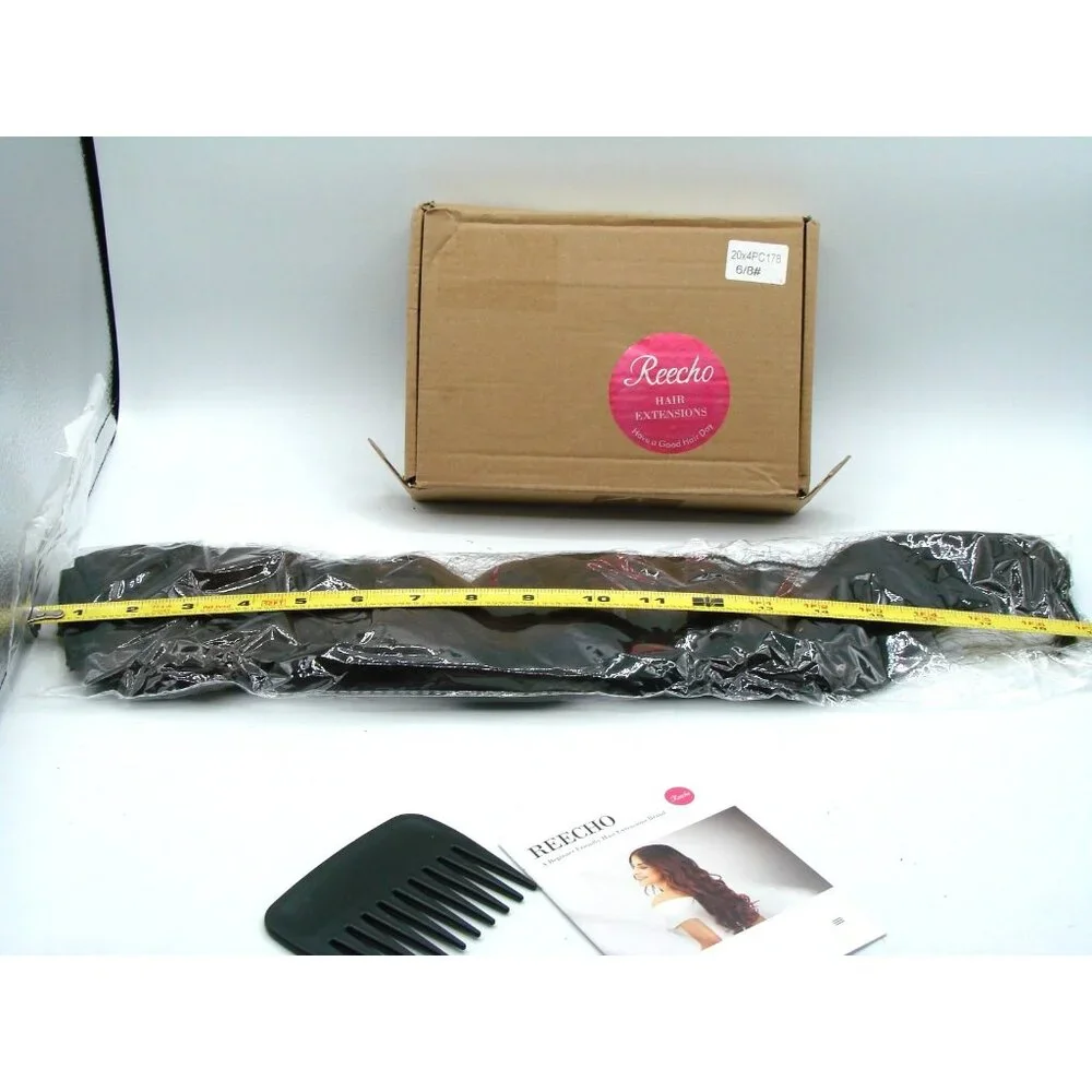 NEW Reecho Chocolate Brown 2pc Clip In Hair Extensions Long Straight Wavy Thick